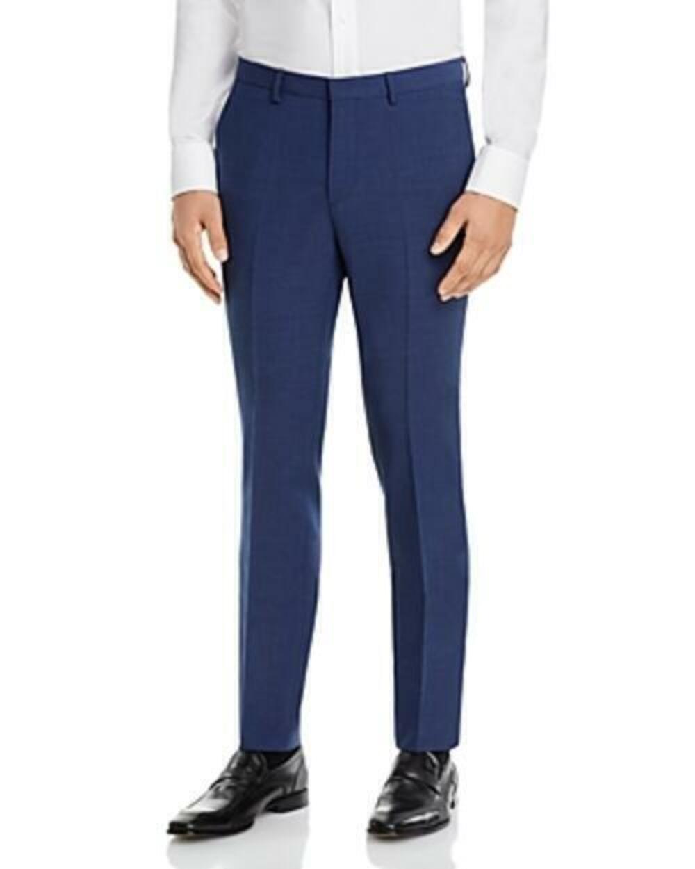 Hugo Men's Blue Hesten Textured Solid Extra Slim Fit Suit Pants 32R NWT